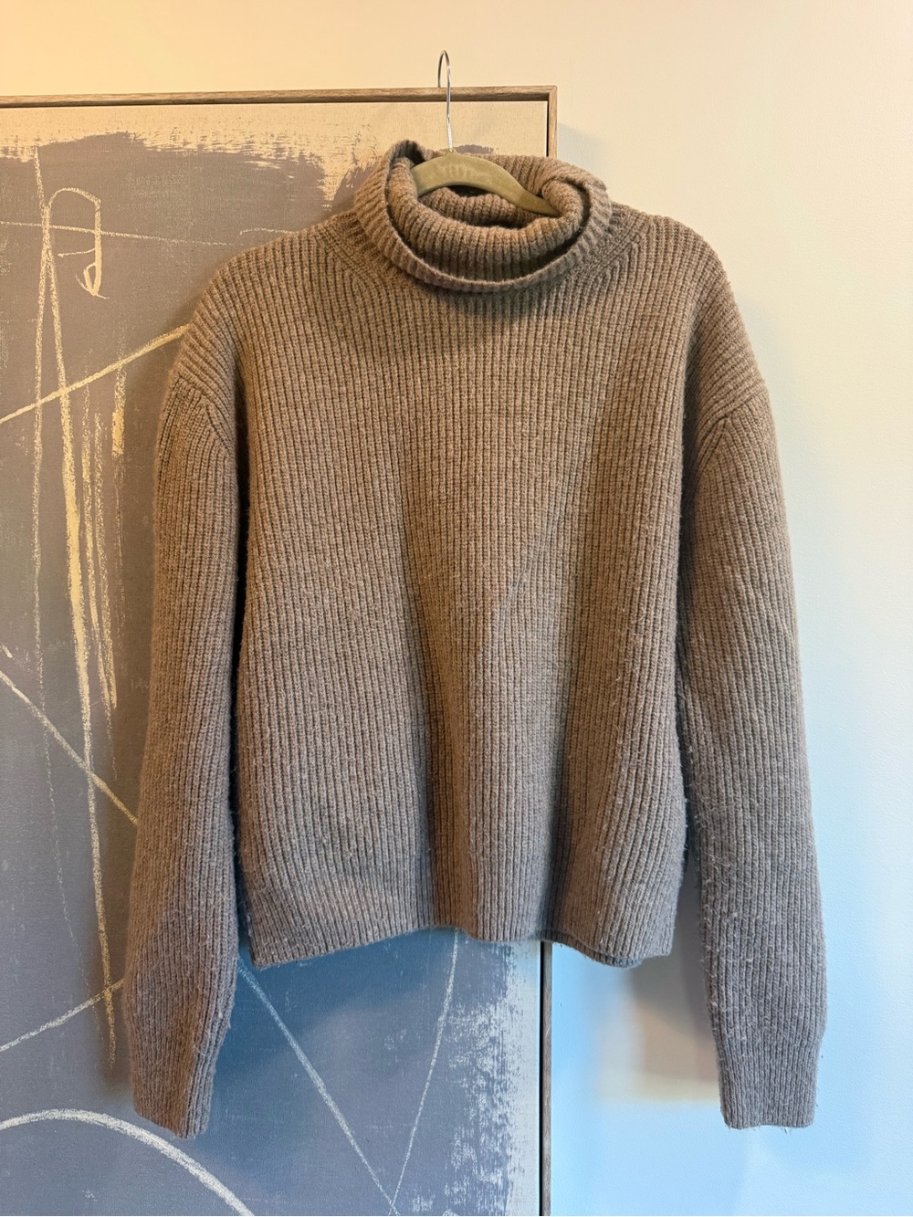 H&M Taupe Ribbed Turtleneck Sweater